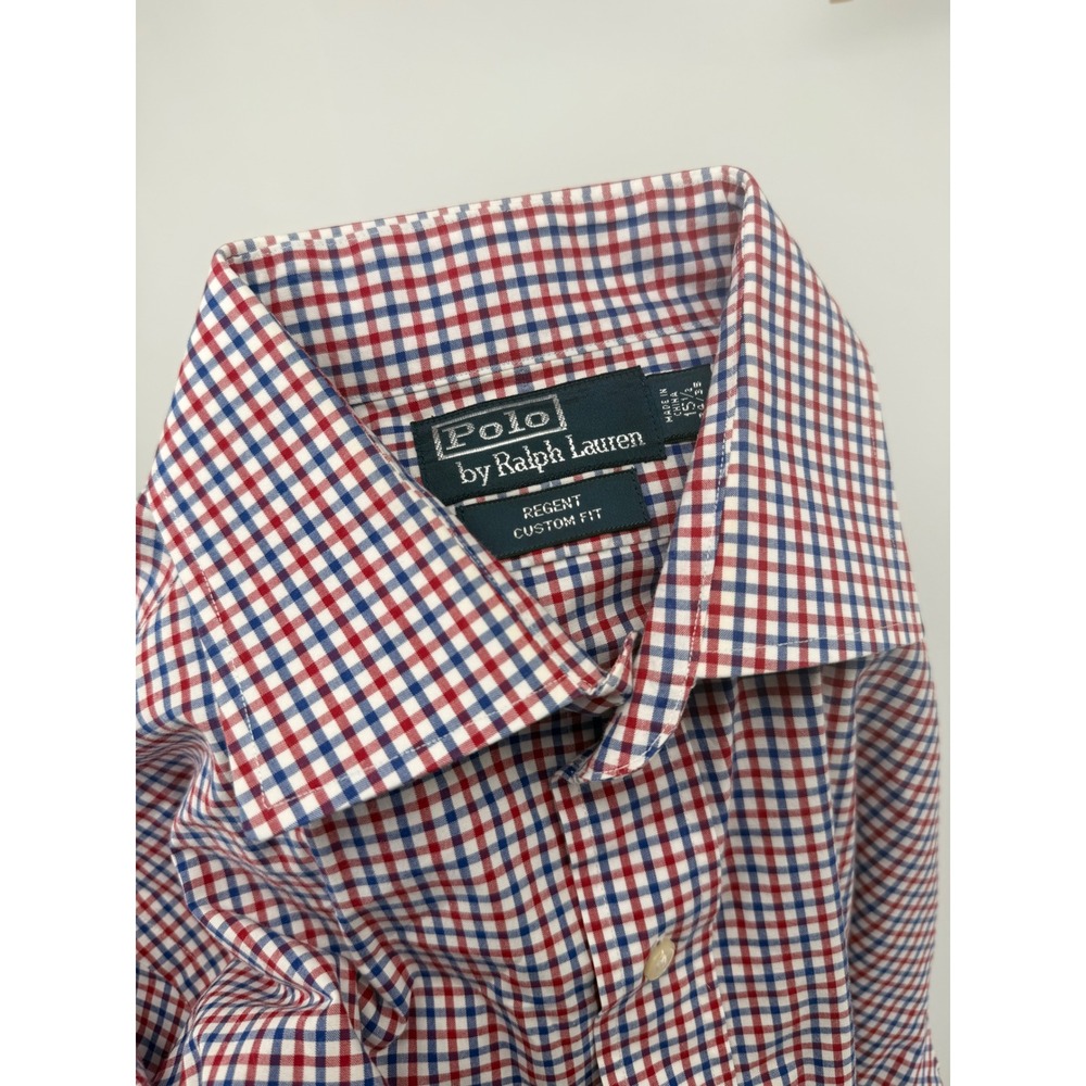 Polo Ralph Lauren Regent Classic Fit‎ Gingham Dress Shirt Red Blue 15 1/2 34-34